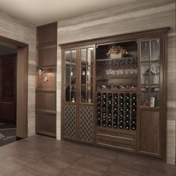 2014 OPPEIN Wooden Wine Cabinet With Glass JG21420