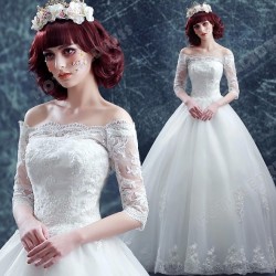 Princess Sexy Lace Strapless Long-sleeved Wedding Dress Floor-Length 2016 New – Cheap Wedd ...