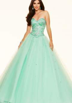US$175.99 2016 Sweetheart Mint Ball Gown White Floor Length Sleeveless Beading Lace Up Tulle