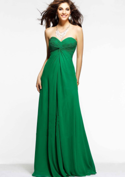 US$136.99 2015 Sweetheart Open Back Ruched Chiffon Floor Length Green