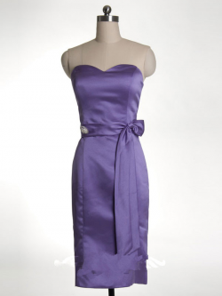 US$161.99 2015 Satin Sash Purple Sleeveless Sweetheart Zipper Short Length