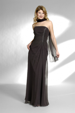 US$162.99 2015 Sleeveless Ruched Strapless Shawl Brown Floor Length