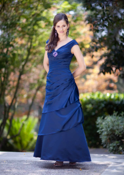 US$166.99 2015 Sleeveless Taffeta V-neck Ruched Blue Floor Length