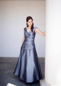 US$165.99 2015 Sleeveless V-neck Taffeta Floor Length