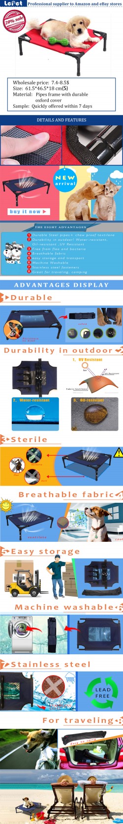 Hot sale outdoor light foldable elevated dog bed