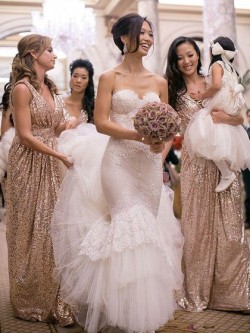Gold Sequin Bridesmaid Dresses UK by Dressfashion.co.uk