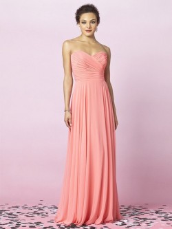 Sweetheart Pink Chiffon Ruffles Floor-length Affordable Bridesmaid Dress in UK