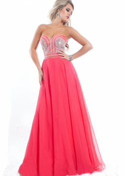 US$159.99 2015 White Sweetheart Floor Length Watermelon Sleeveless Ruched Crystals Chiffon