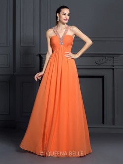A-Line/Princess Halter Sleeveless Beading Floor-Length Chiffon Dresses – Prom Dresses R ...