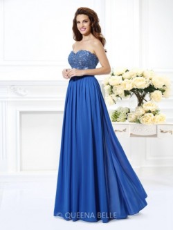 A-Line/Princess Sweetheart Sleeveless Applique Floor-Length Chiffon Dresses – Prom Dresses ...