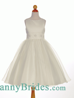 Ball Gown Floor Length Tulle First Communion Dress With Beading -Fannybrides.com