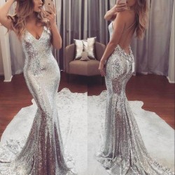 Backless Sequins V-Neck Gorgeous Mermaid Prom Dress_Prom Dresses 2017_Prom Dresses_Special Occas ...