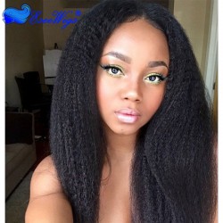 250% Density Wigs Kinky Straight Pre-Plucked Glueless Human Hair Lace Front Wigs for Black Women ...