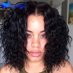 Black Curly Bob Lace Front Wigs Brazilian Vrigin Human Hair