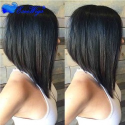 250% Density Short Bob Wig For Black Women Straight Human Hair Natural Color