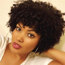 Short Kinky Curly Human Hair Wigs 100% Human Hair Wig Natural Looking Short Afro Kinky Curly Wig ...