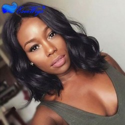 Short Human Hair Wigs 8A Wavy Glueless Lace front wig With Babyhair Bob Wigs For Black Women