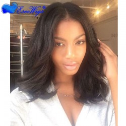 Short Hair Bob Lace Front Wigs African American Virgin Hair Wigs Natural Black Color