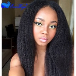 Full Glueless Lace Wigs With Baby Hair 180% Density Natural Hairline Kinky Straight Virgin Human ...