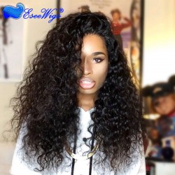 Pre-Plucked 250% Density Wigs Full Lace Human Hair Wigs Deep Wave Natural Hair Line Brazilian La ...