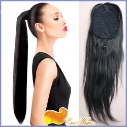 7A Brazilian Virgin Hair Long Straight Ponytail Wrap Hair Extension Natural Black Hair Clip In p ...