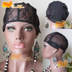 Glueless Lace Wig Caps For Making Wigs Stretch Lace With Adjustable Straps Back Weaving Cap Blac ...