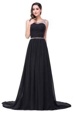 AIMEE | A-line Court Train Chiffon Party Dress With Beading