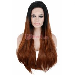 75cm Long Straight Black Fade Brown Lace Front Wig LC82 – L-email Cosplay Wig