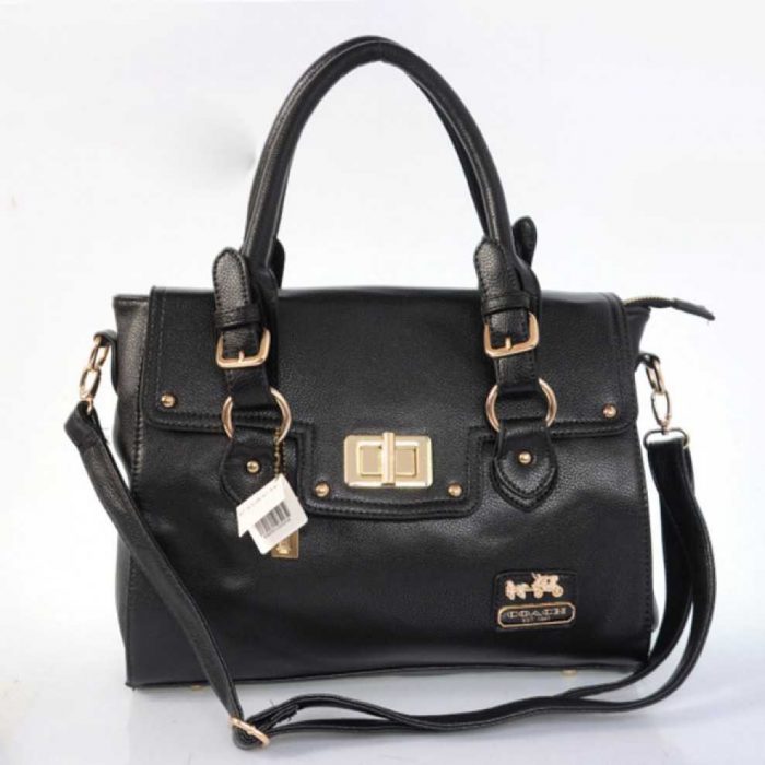 Coach Logo Monogram I83O7T Two-Piece Satchel In Black coachoutletonlinesale.net