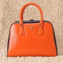 Prada Handbags Qo77 Leather Orange Authentic pradatotebag.com