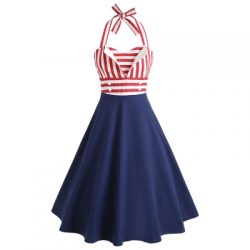 Striped Halter Pin Up Dress