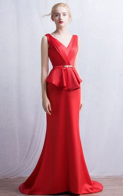 Online Long Red Bridesmaid Dress