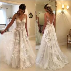 Elegant Brautkleider Weiße Günstig Spitze Hochzeitskleider Online Shop