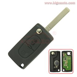 CE0536 flip key 2 button VA2 434Mhz ASK/FSK PCF961 chip for Peugeot Citroen 2button