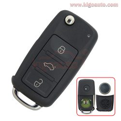 3D0 959 753 AA Remote key 3 button 434Mhz ID46–PCF7946 for VW Touareg 3D0959753AA