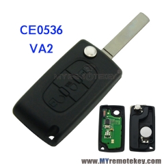 CE0536 Flip remote key for Citroen Peugeot 3 button 433mhz VA2 middle button light PCF7961 ASK F ...