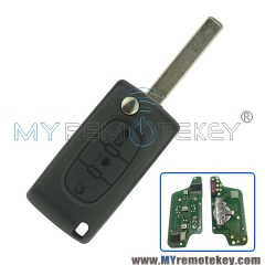 CE0523 Flip remote key for Citroen Peugeot 3 button 433mhz VA2 middle button light PCF7941 ASK e ...