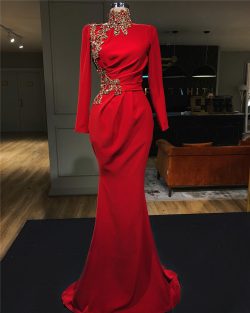 Abendkleid Rot Lang Günstig | Abendkleider mit Ärmel
