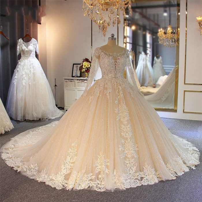 Luxus Brautkleider Spitze Ärmel | Hochzeitskleider A Linie Online