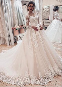 Fashion Brautkleider A Linie Mit Ärmel | Hochzeitskleider Günstig Online