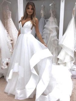 Sexy Brautkleid Mit Tüll Lang | Rückenfreie Brautmode Hochzeitskleider Online