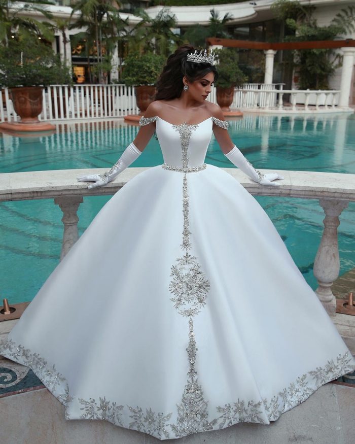 Weiße Brautkleid A Linie | Kristal Hochzeitskleider Günstig Online