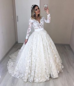 Modern Bruatkleider mit Ärmel | Spitze Hochzeitskleider Günstig Online