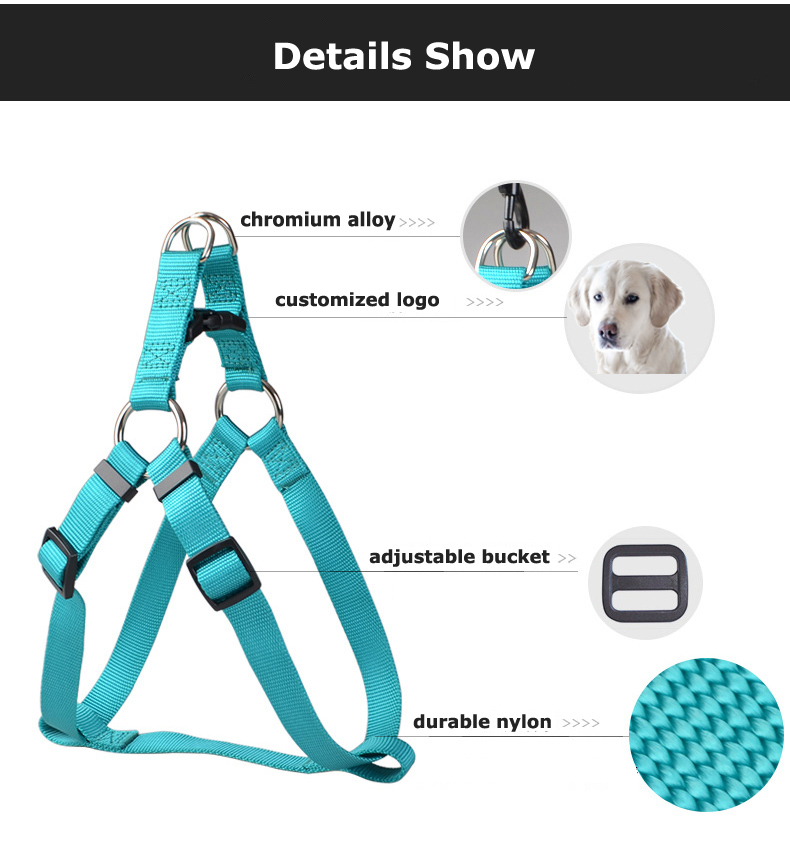 Factory wholesale adjustable durable dog leash and harness set