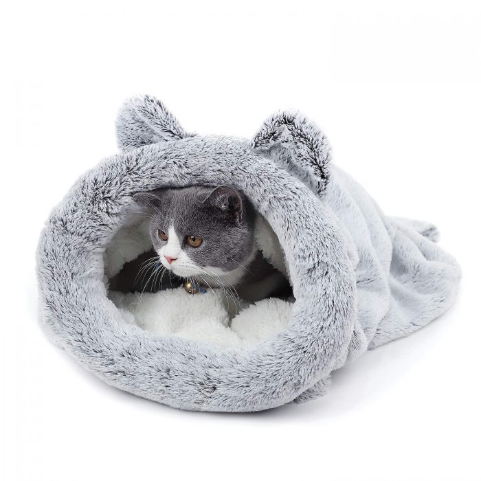 Soft cozy pet bed self-warming cat hooded cave kitty sack cat sleeping bag cat cave