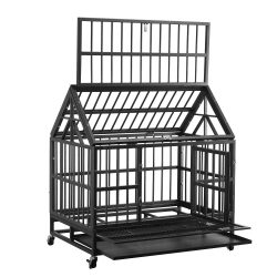 dog cage strong folding metal dog crate kennel with tray and wheels