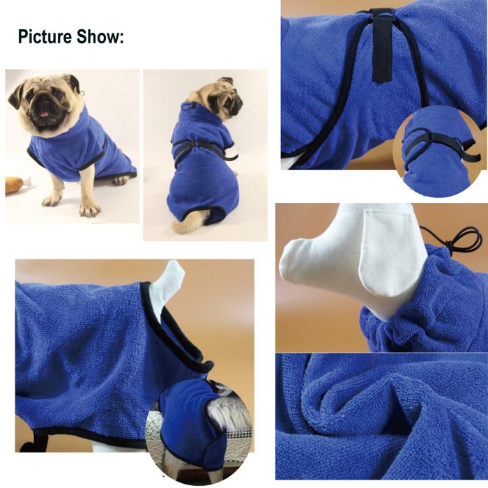 Fast drying dog bath robe absorbent pet cat towel soft dog bath towel