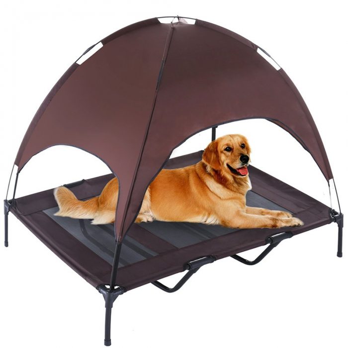 Waterproof Orthopedic Elevated Pet Bed Dog Camping Cot with Canopy Shade