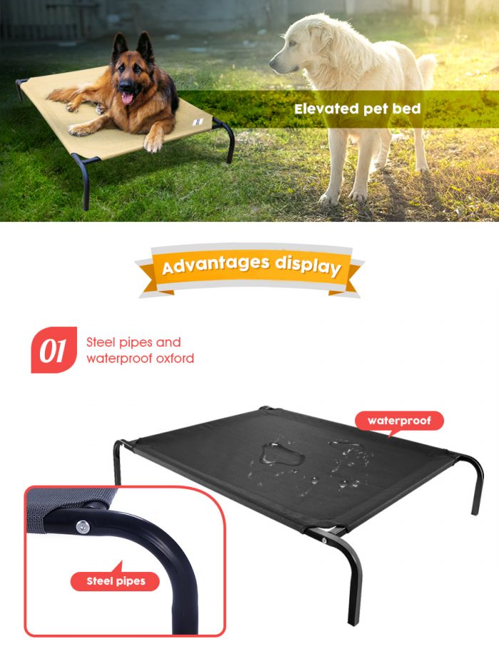 Factory direct sale large steel frame orthopedic chewproof elevated dog bed