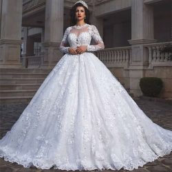 Elegante Brautkleider A Linie | Spitze Hochzeitskleider mit Ärmel